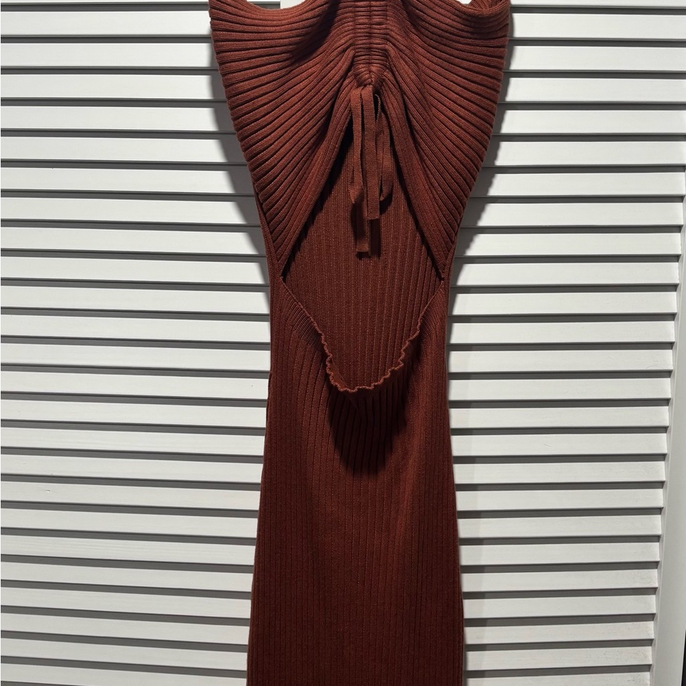Windsor Rust Ribbed Midi Dress